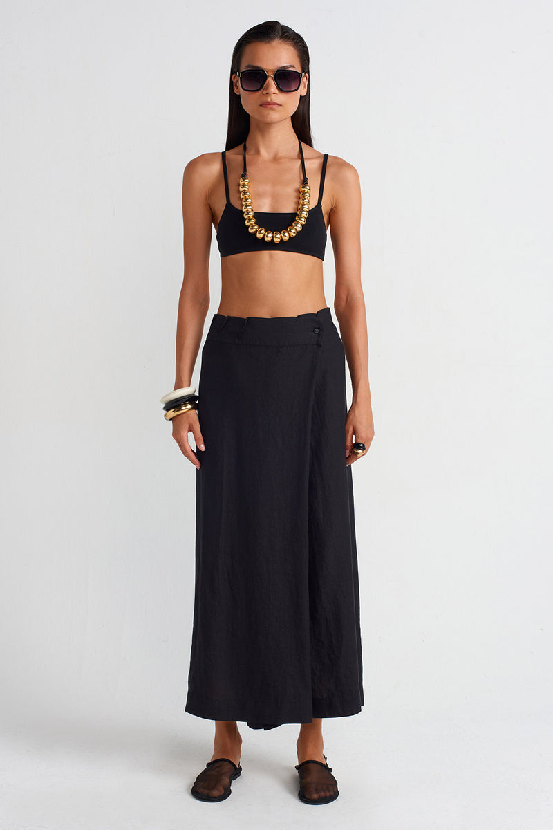 Nu Trousers With Front Overlap Black
