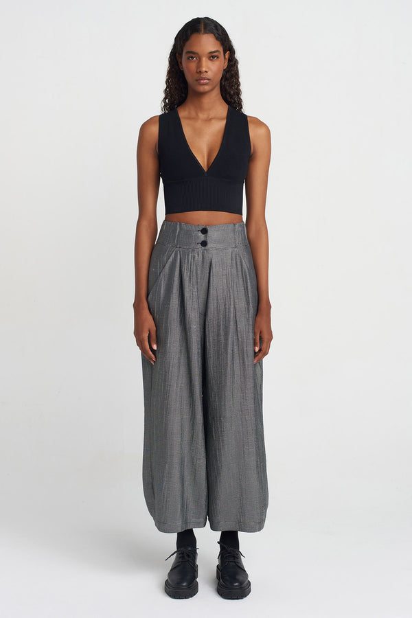 Nu High-Waisted Pants Silver Melange