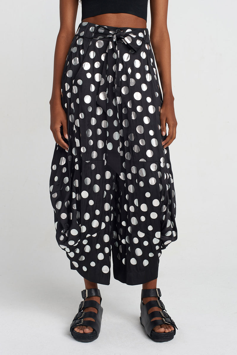 NU Printed Satin Pants Black - Silver