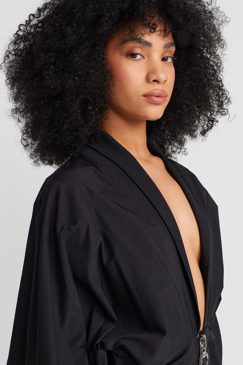 Nu Zipped Fitted Waist Dress Black