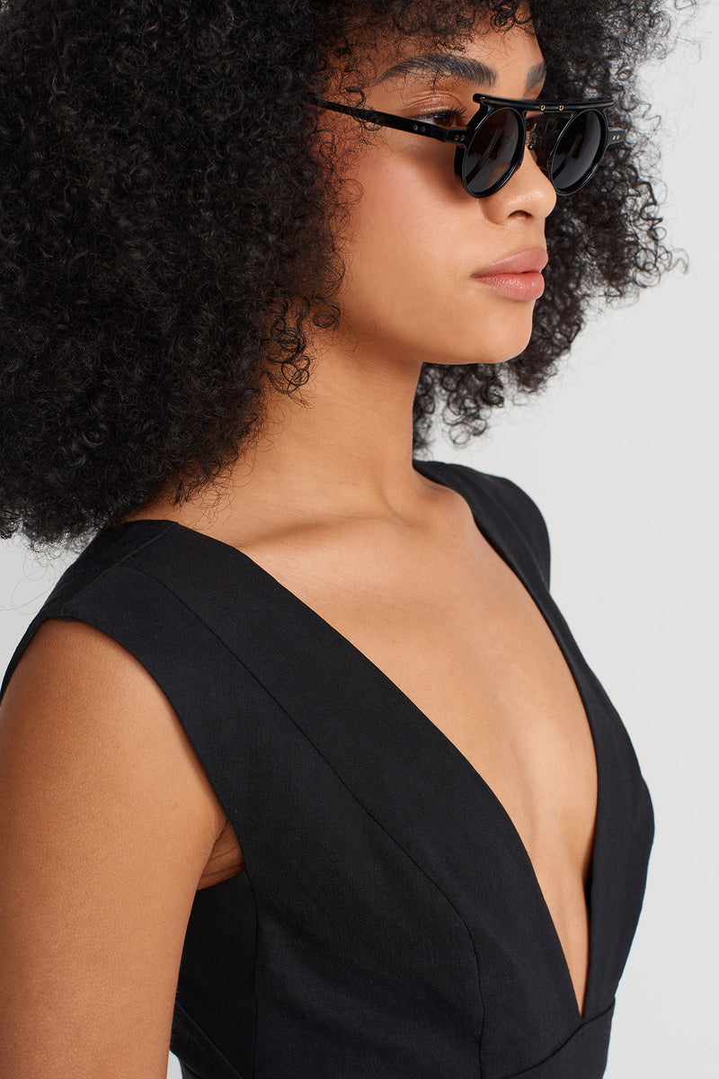 Nu Deep V Elegant Dress Black