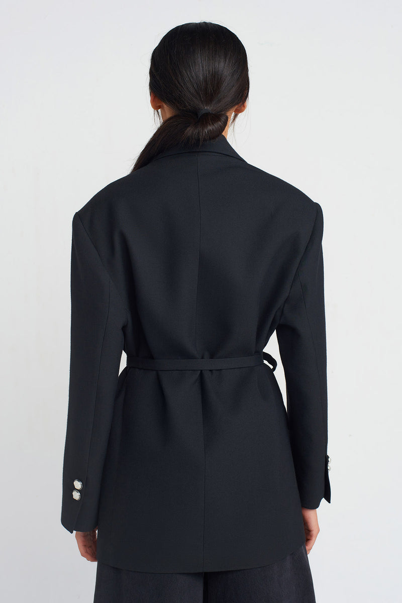 Nu Belted Blazer Jacket Black