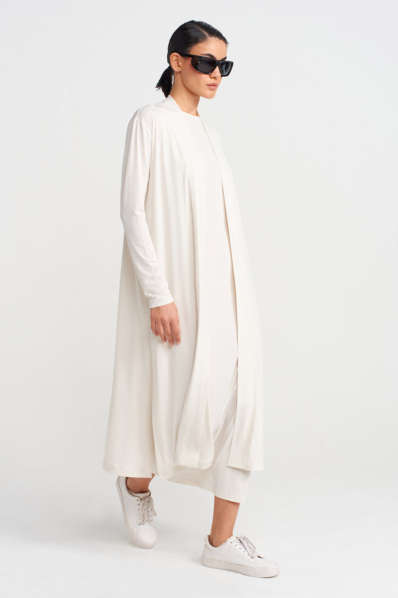 Nu Long Jersey Cardigan Ecru