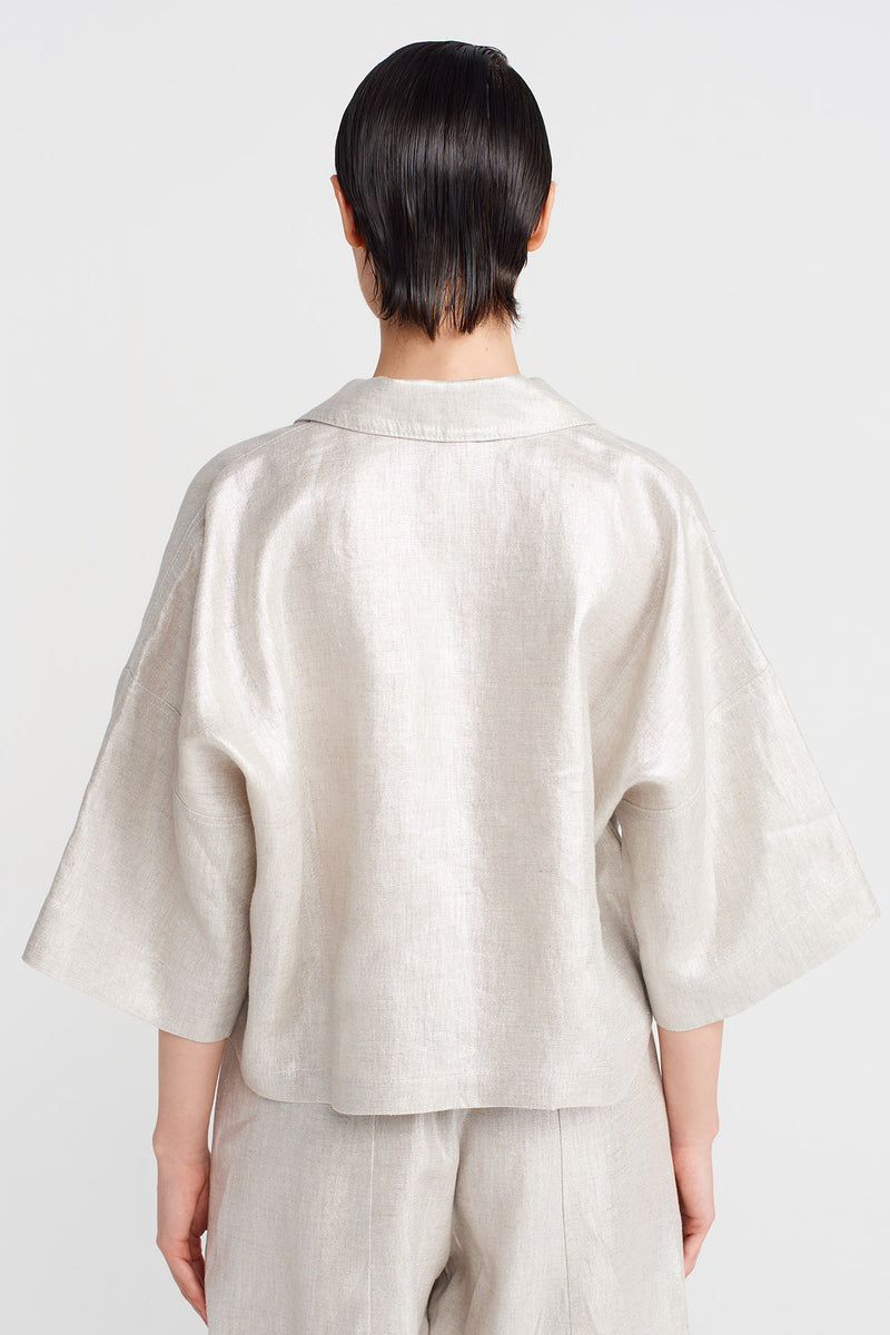 NU Buttoned, Coated Fabric Jacket Silver