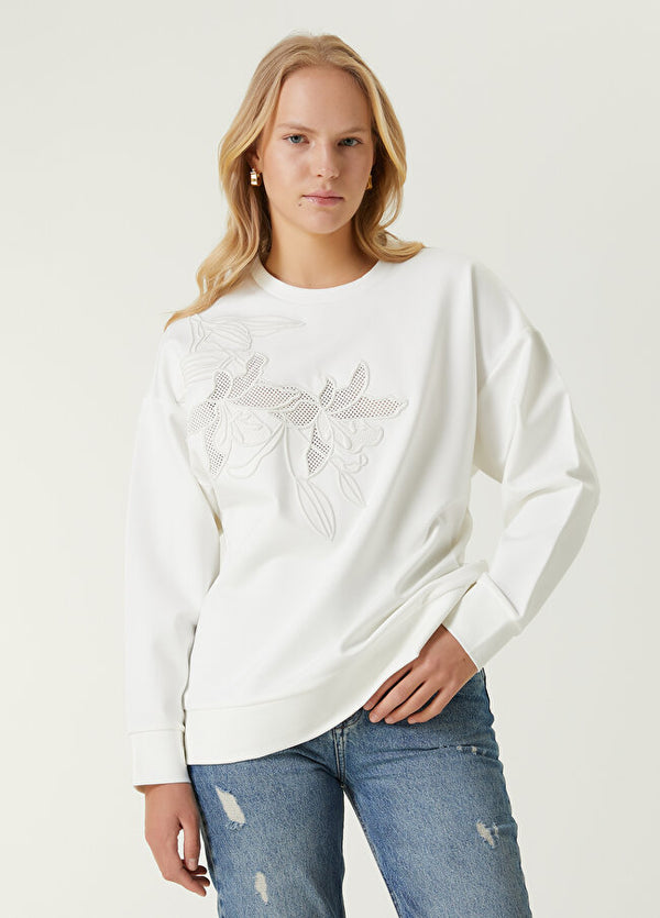 Beymen Club Lily Embroidered Sweatshirt Off White