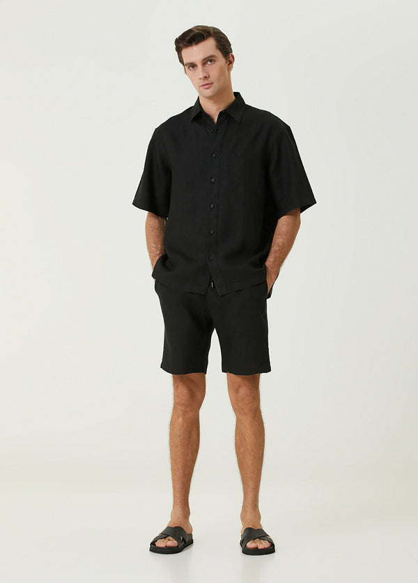 Beymen Club Men Waist Cord Linen Shorts Black