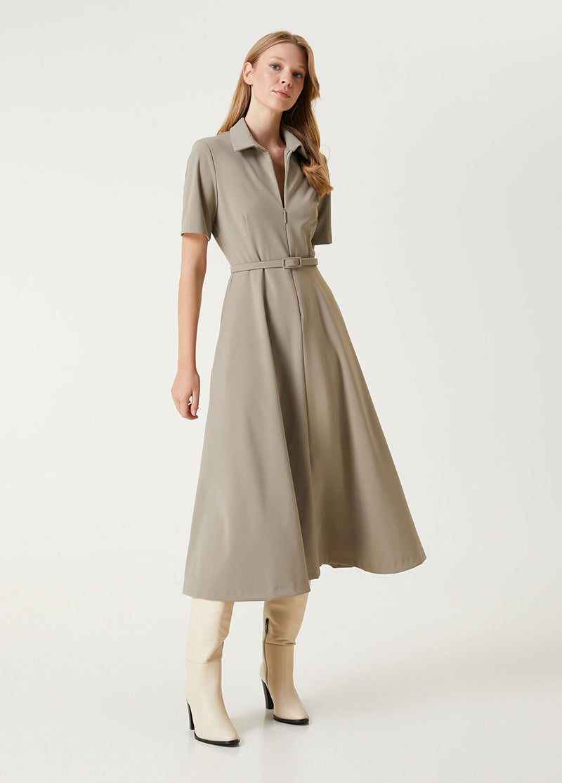 Beymen Club Midi Dress Dark Beige