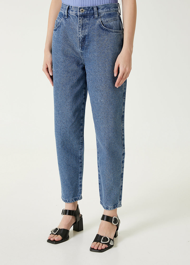 Beymen Club Stone Detailed Slouchy Trousers Blue