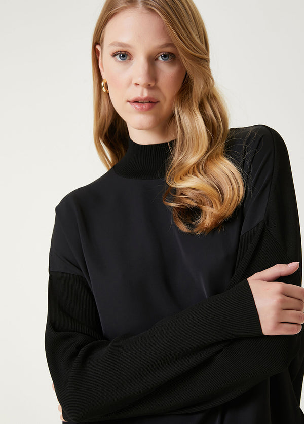 Beymen Club Satin Inserted Sweater Black