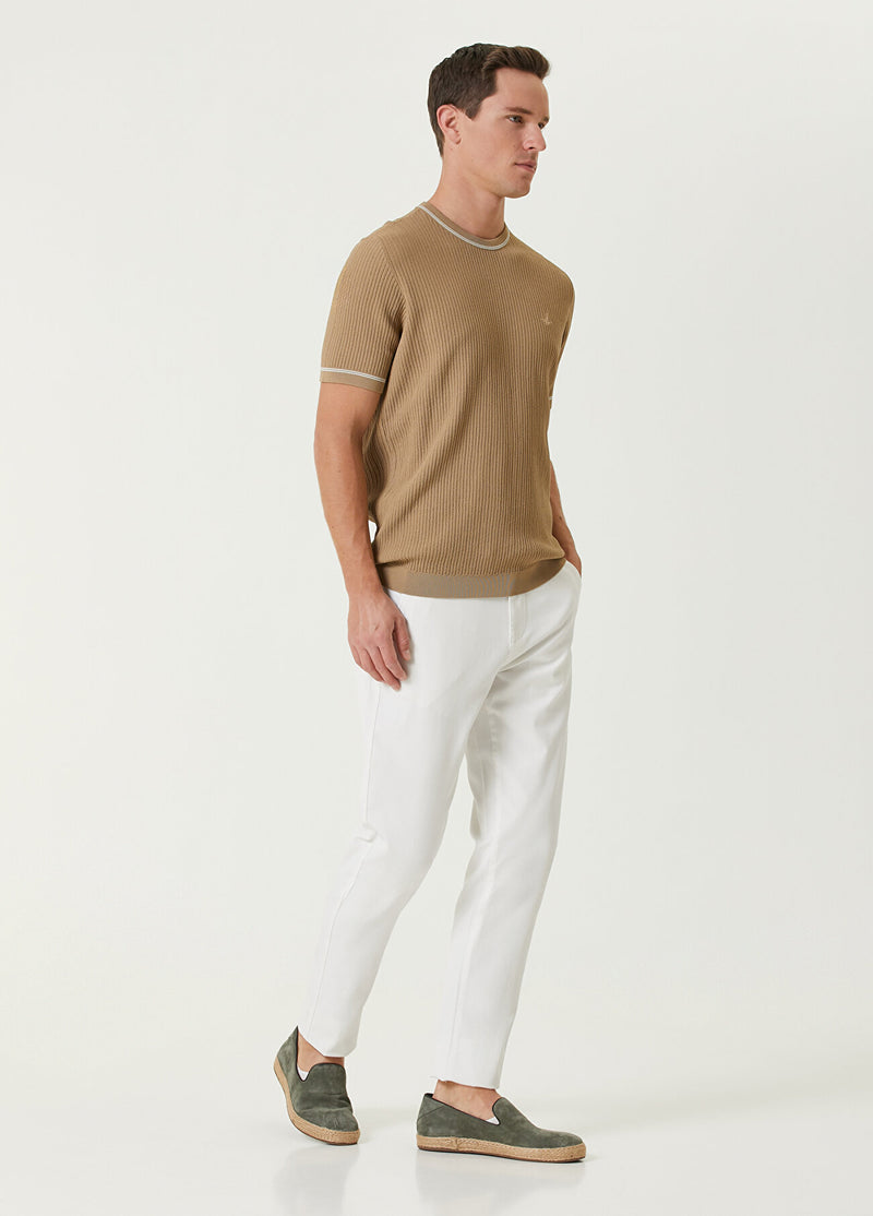 Beymen Club Men Textured Short Sleeve Sweater Camel