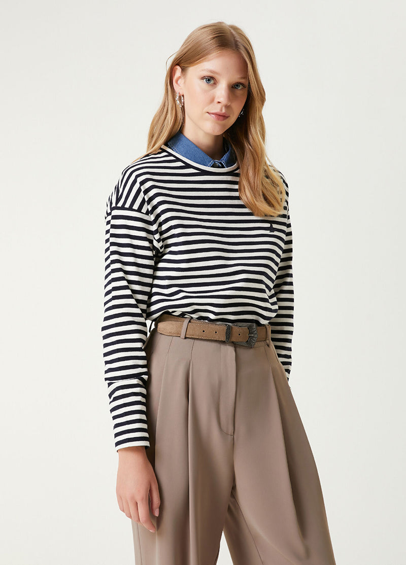 Beymen Club Striped Sweatshirt Ecru/Navy