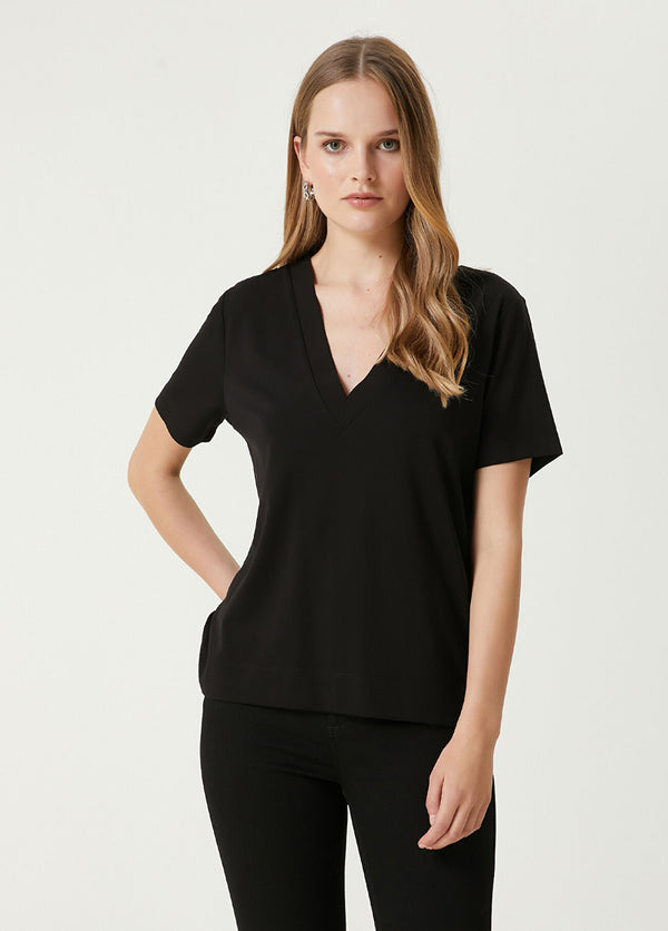 Beymen Club V-Neck T-Shirt Black