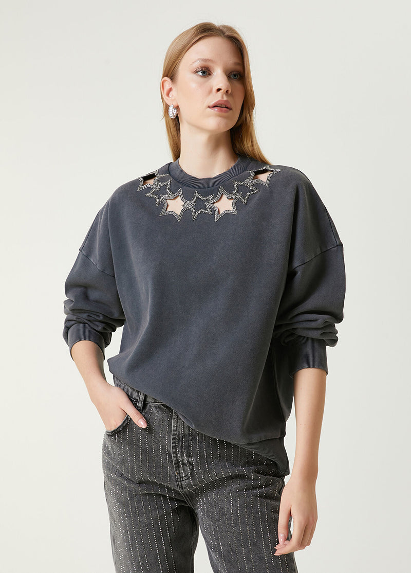 Beymen Club Star Embroidered Sweatshirt Anthracite