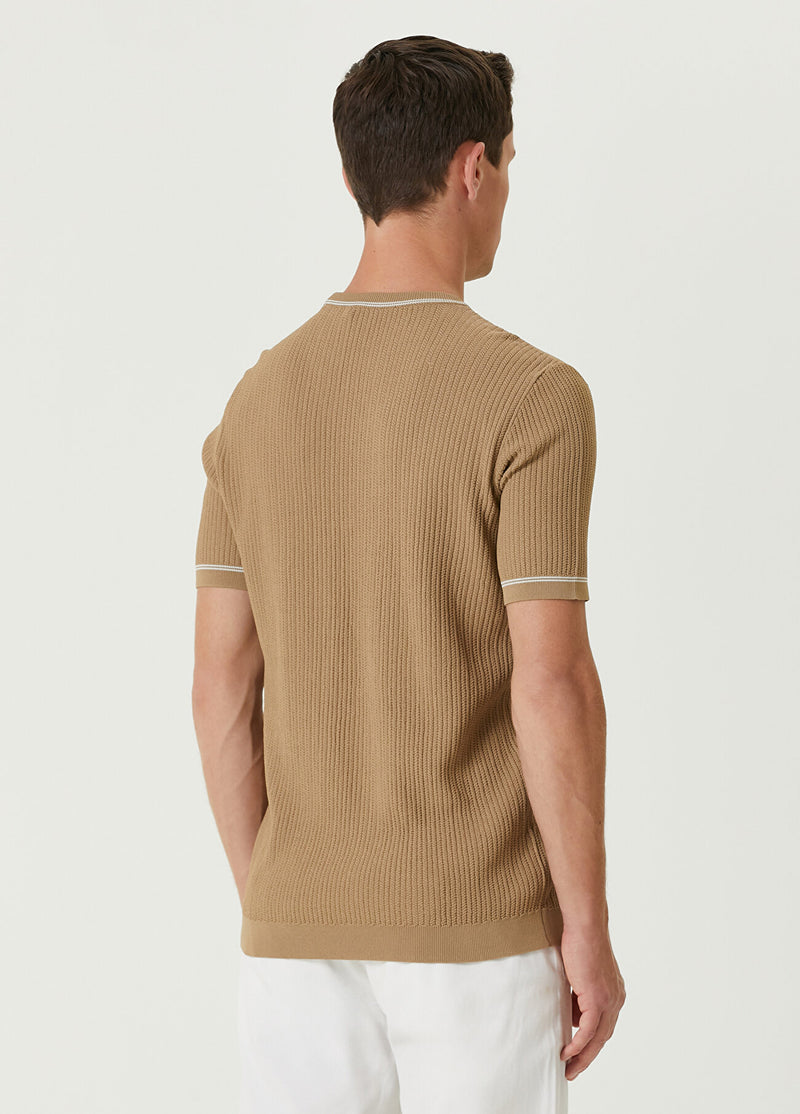 Beymen Club Textured Short Sleeve Sweater Camel