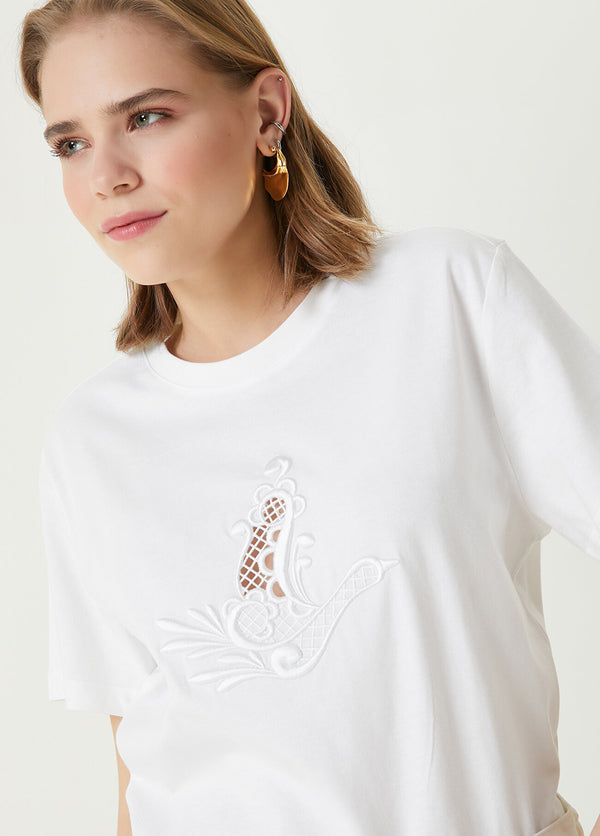 Beymen Club Print Embroidered T-Shirt Off White