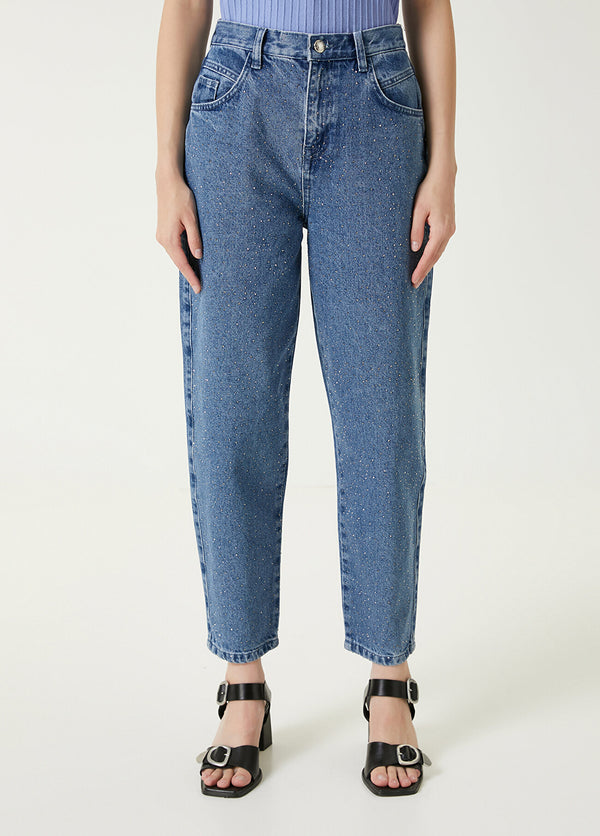 Beymen Club Stone Detailed Slouchy Trousers Blue