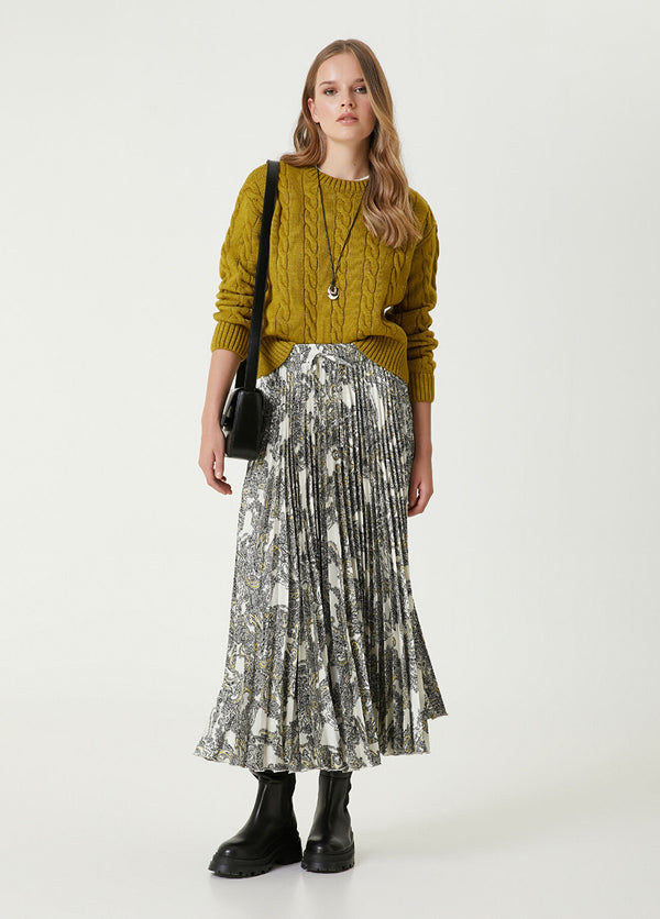 Beymen Club Paisley Patterned Pleissoleil Midi Skirt Ecru