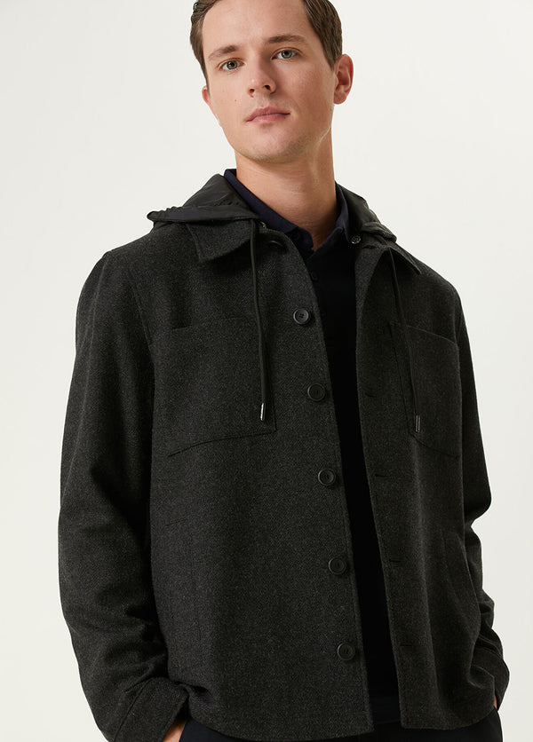 Beymen Club Men Hooded Wool Overshirt Anthracite