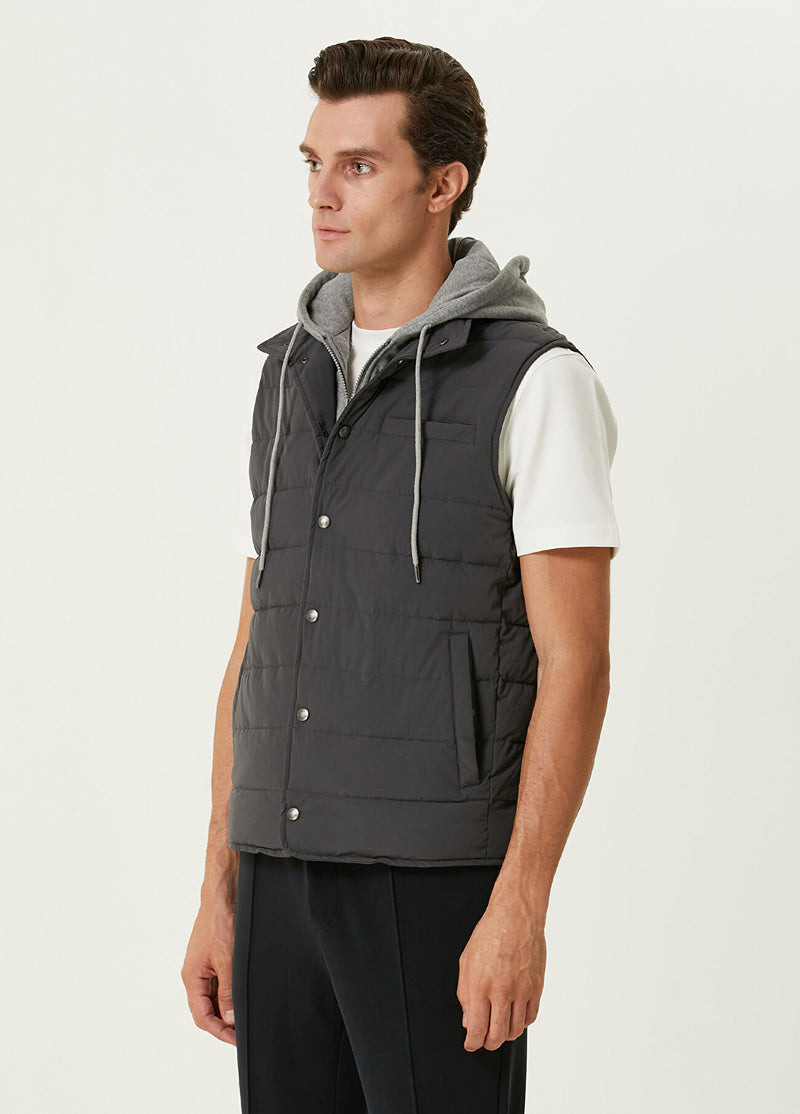 Beymen Club Men Anthracite Hooded Vest Gray