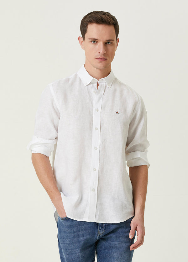 Beymen Club Men Comfort Fit Linen Shirt White