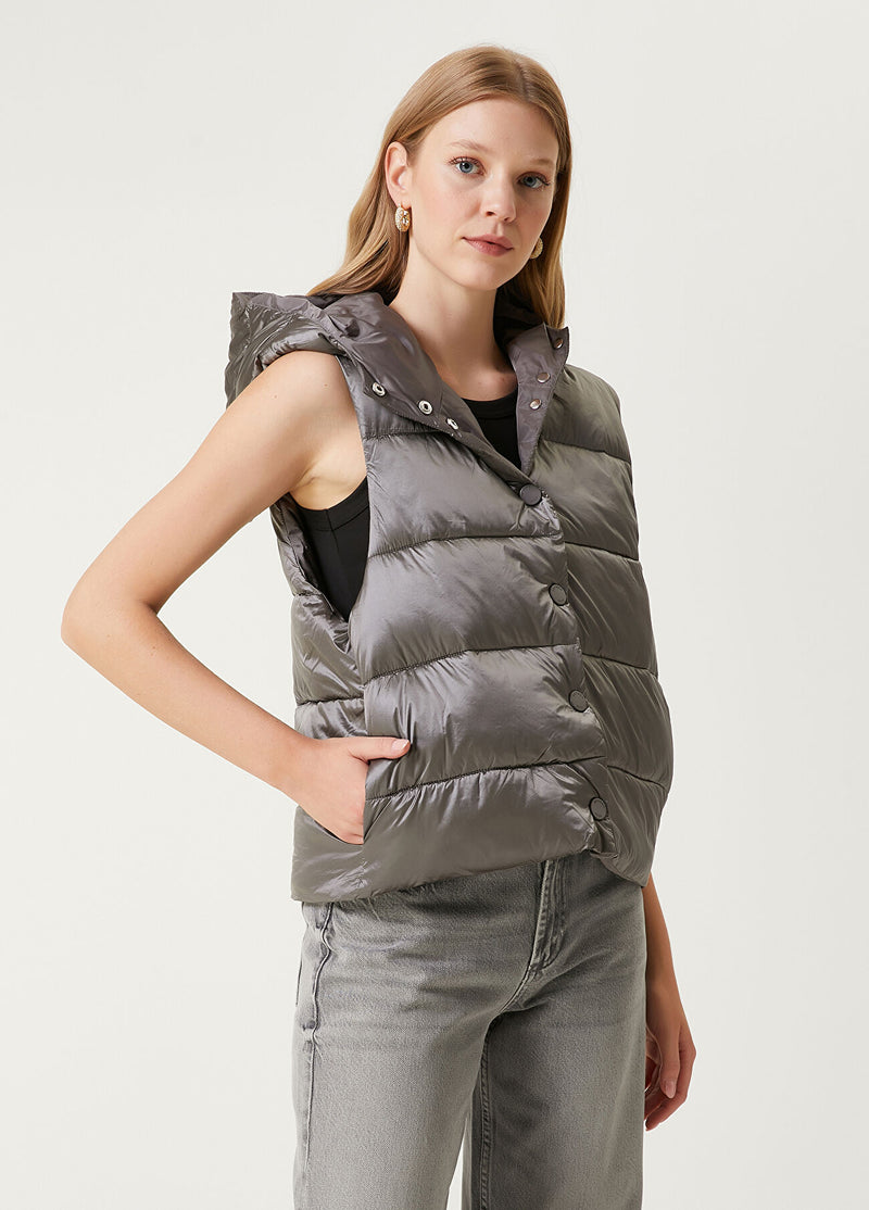 Beymen Club Hooded Puffer Jacket Vest  Grey