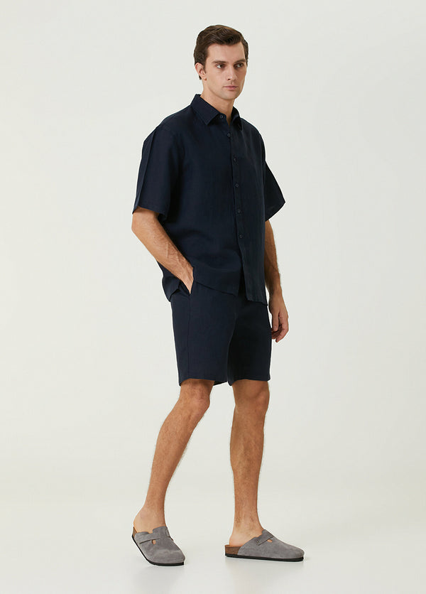 Beymen Club Waist Cord Linen Shorts Navy