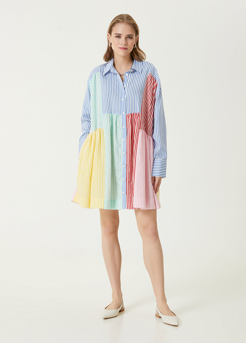 Beymen Club Striped Mini Shirt Dress Multi Color