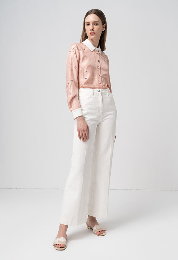 Choice Straight Wide Legs Denim Trousers Off White