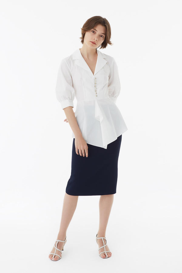 Exquise Blouse L/Sl White - Wardrobe Fashion