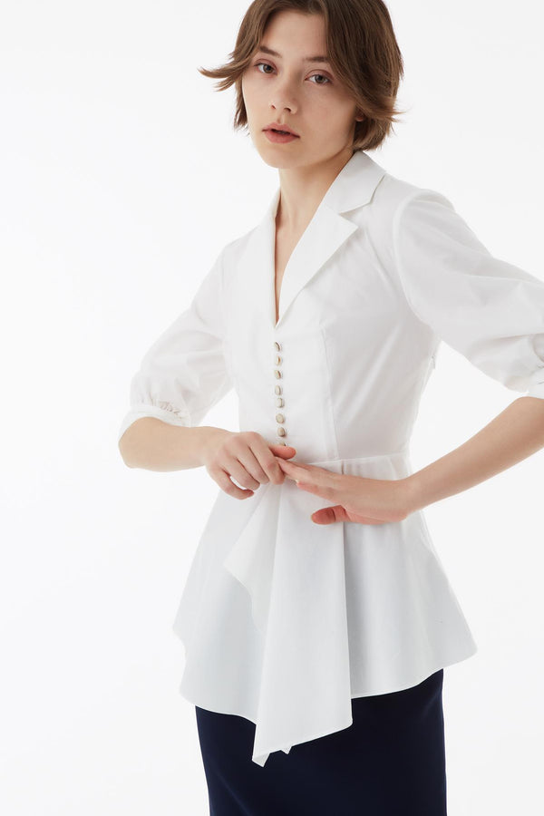 Exquise Blouse L/Sl White - Wardrobe Fashion