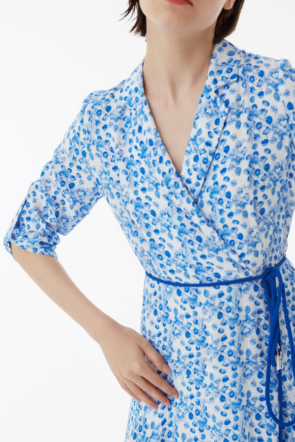 Exquise Dress Print 3/4 Sl Sky Blue - Wardrobe Fashion