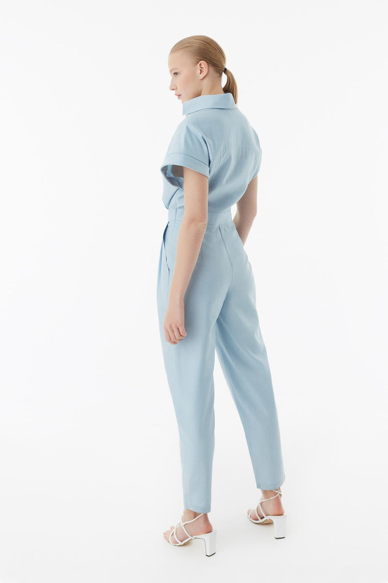 Exquise Jumpsuit S/Sl Blue - Wardrobe Fashion