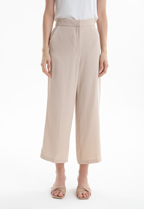 Choice Solid Palazzo Trouser Beige