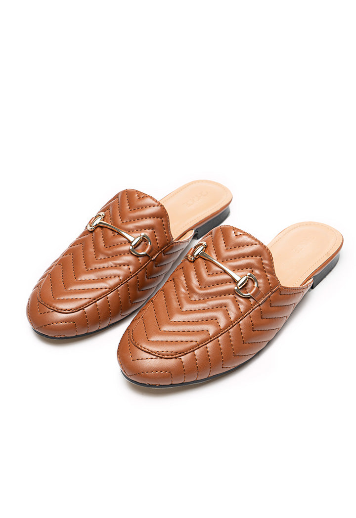 Choice Quilted Mules With Metallic Accessory Brown