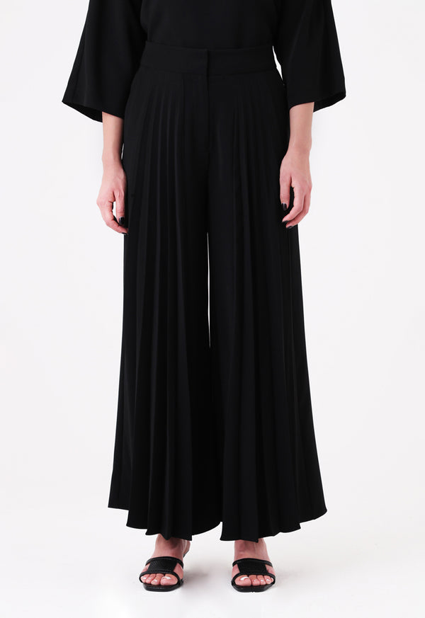 Choice Front Pleated Wide Leg Trouser Black