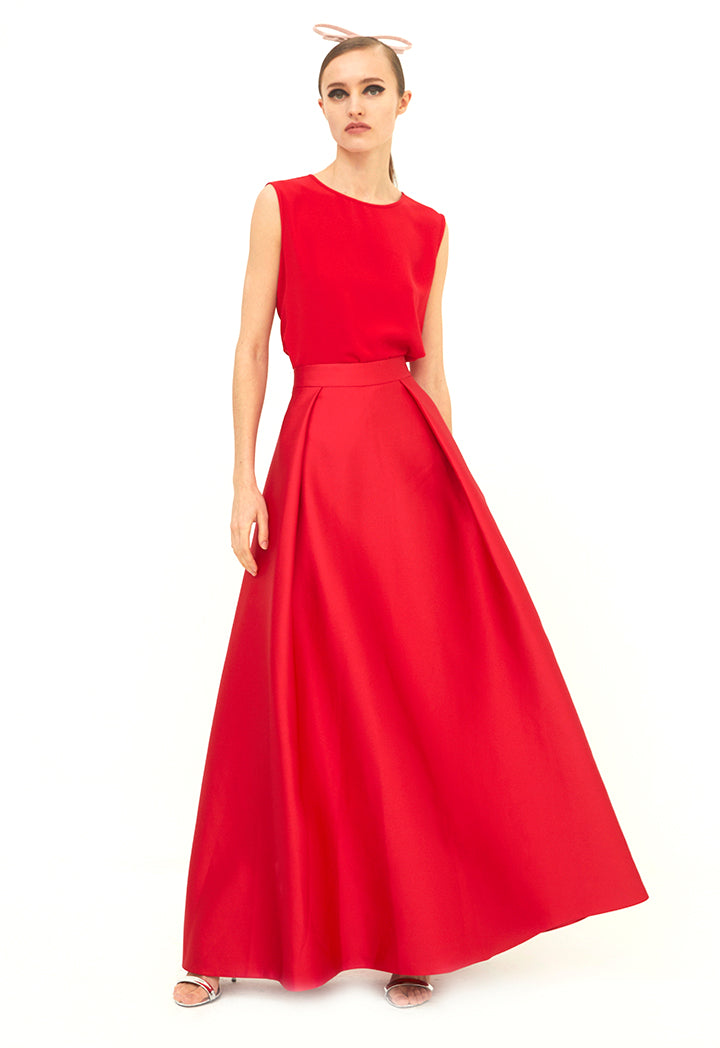 Choice Sleeveless Round Neck Blouse Red - Wardrobe Fashion