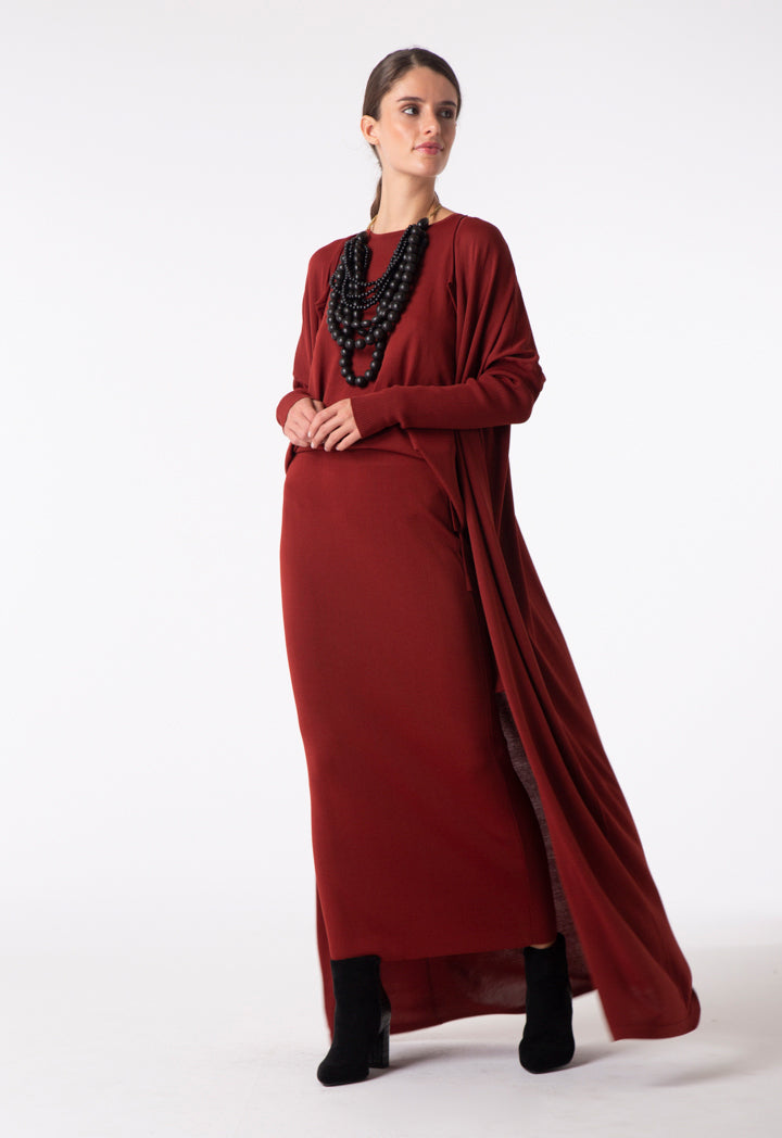 Choice Knitted Maxi Cardigan Rust