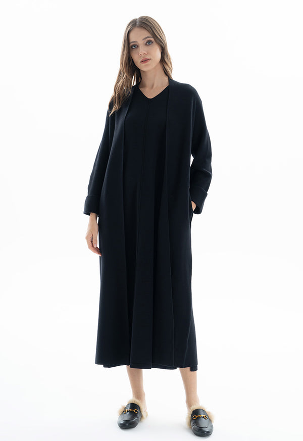 Choice Continuous Neck Solid Abaya Black
