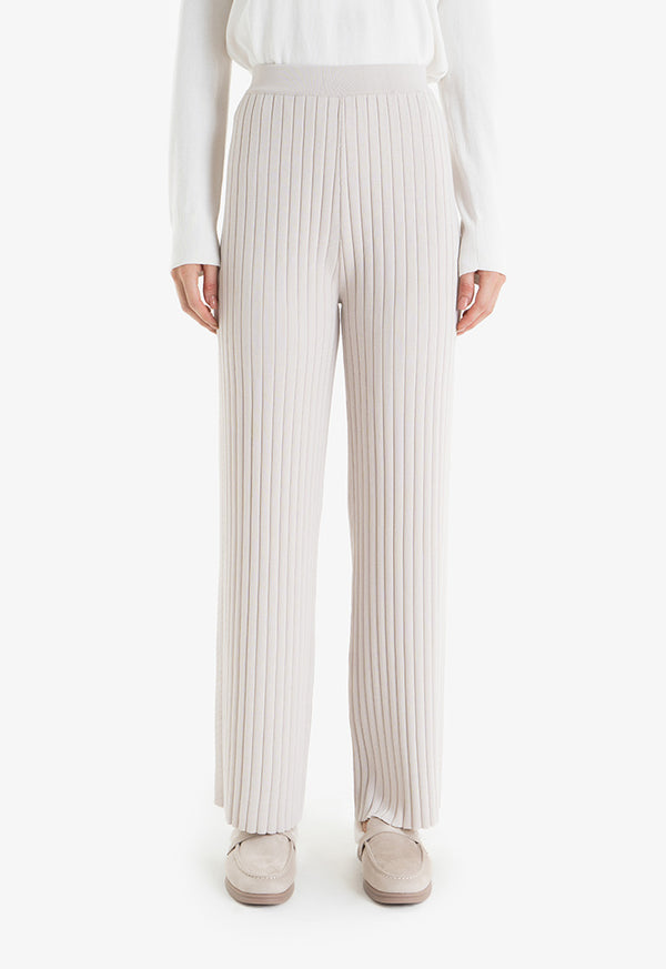 Choice Trousers With Striped Pattern  Beige