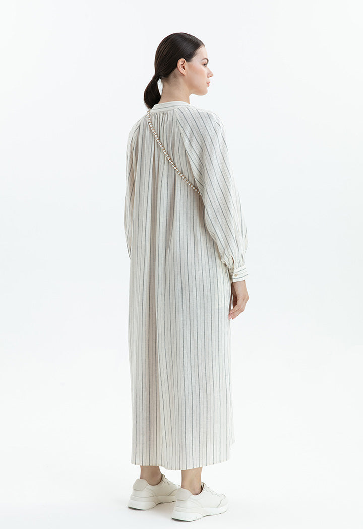 Choice Striped Pattern Dress Creame / Black