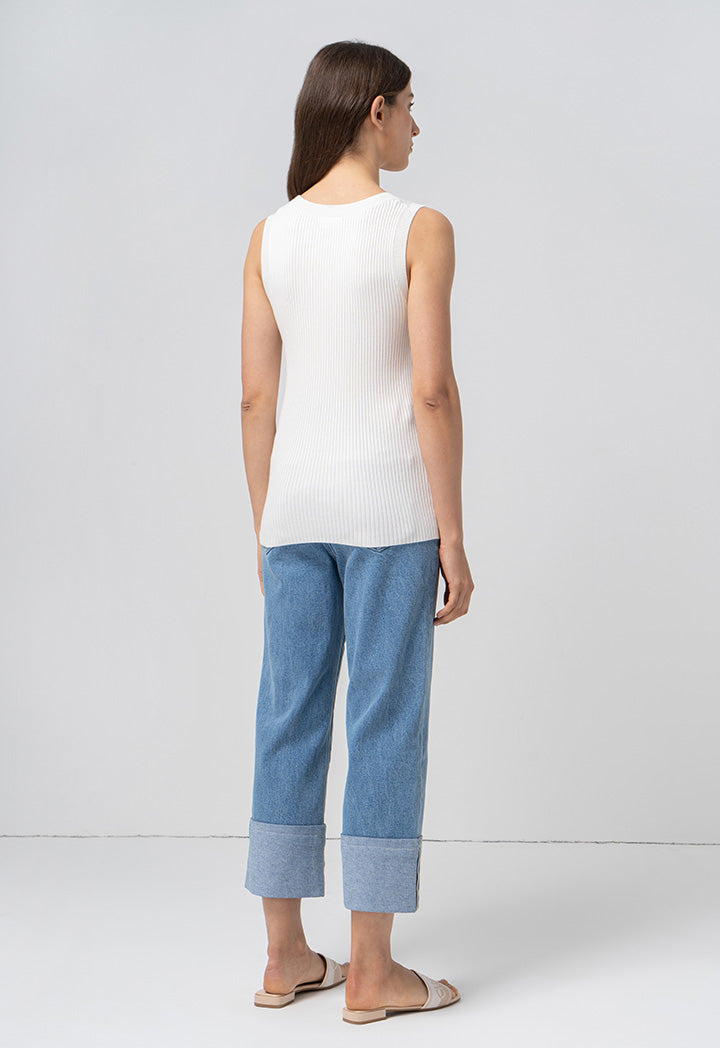 Choice Basic Ribbed Detail Knitwear Offwhite