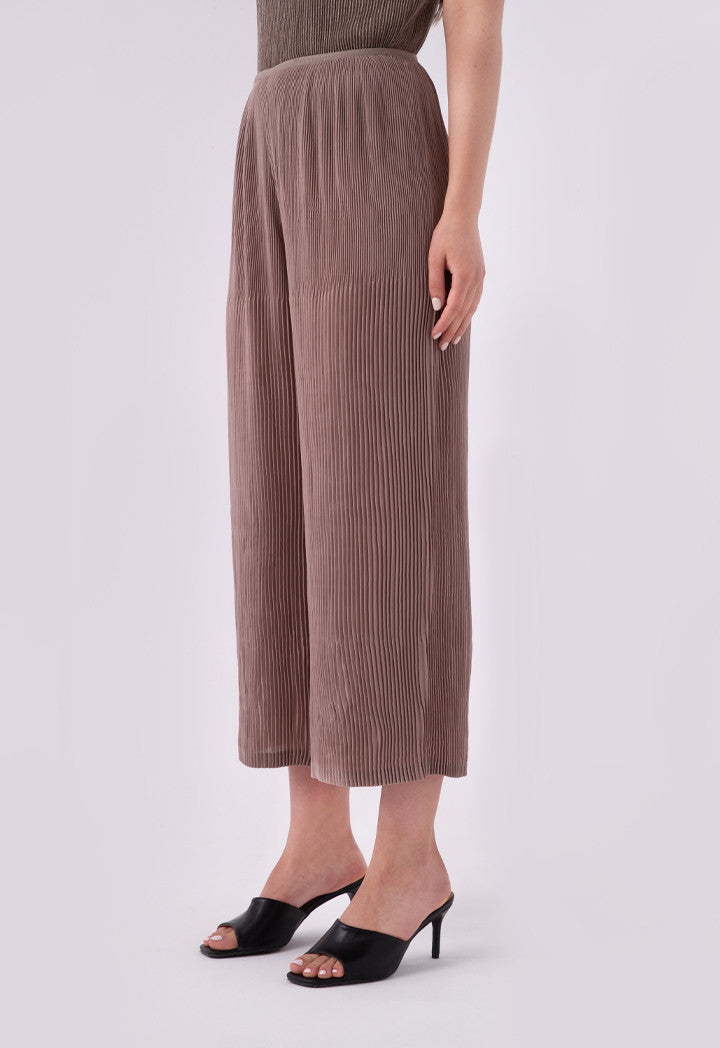 Choice Thin Electric Pleated Wide Leg Pants Beige