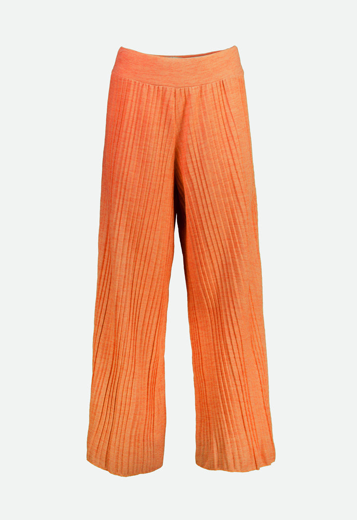 Choice Pleated Wide Leg Knit Trouser Brick Orange - Wardrobe Fashion