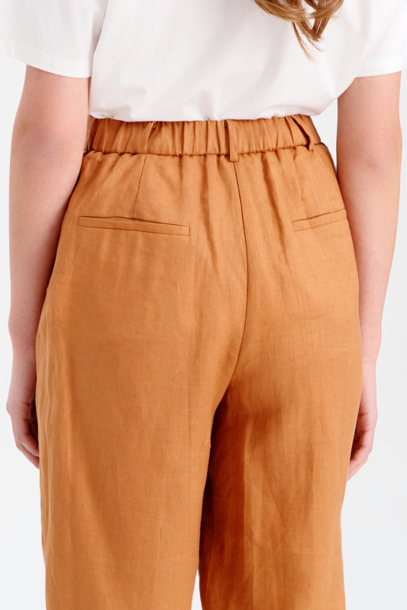 Choice Solid Wide Pants With Elasticated Waist Caramel