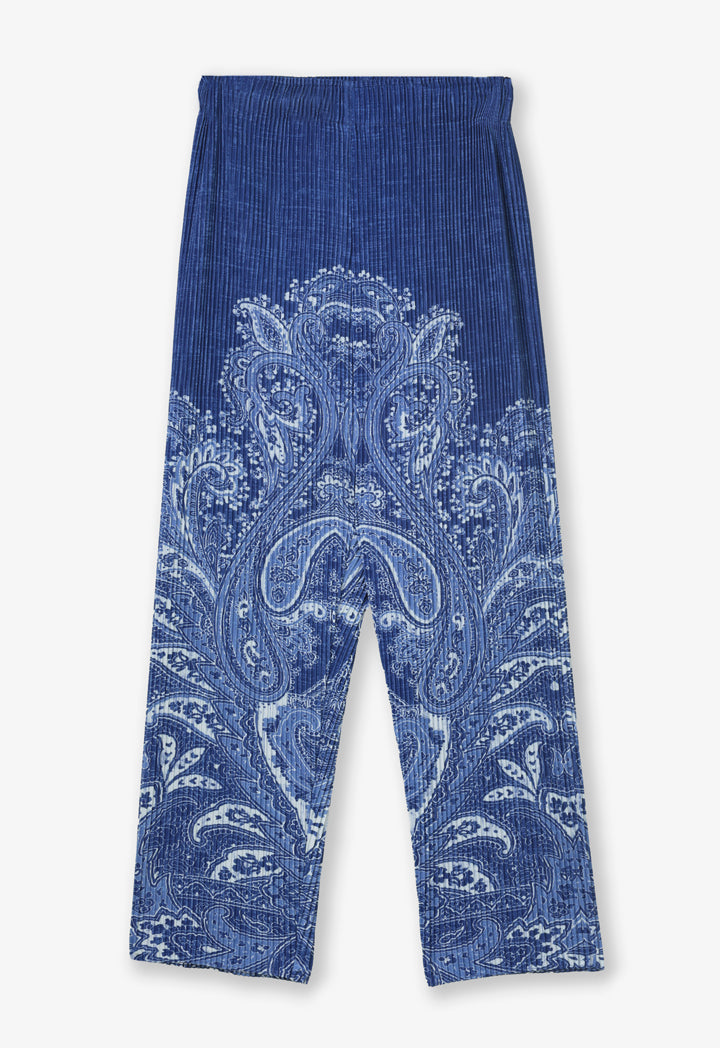 Choice Paisley Printed Pleated Trouser Indigo