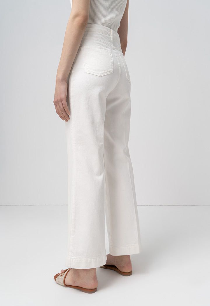 Choice Straight Wide Legs Denim Trousers Off White