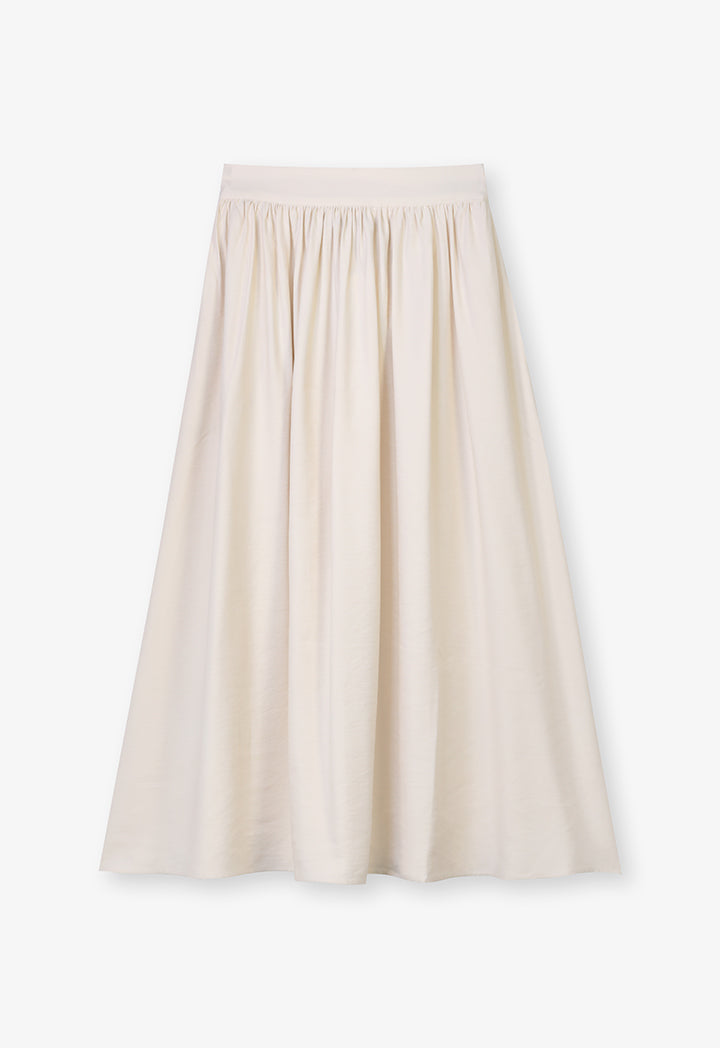 Choice Solid Midi Flare Skirt Cream