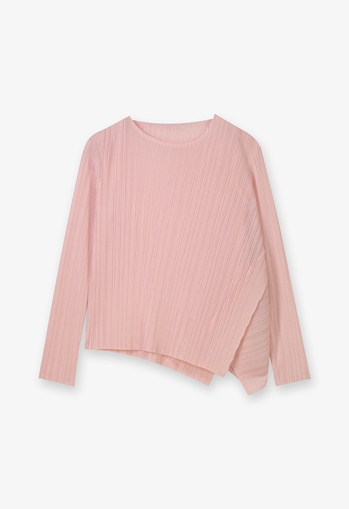 Choice Asymmetrical Pleated Blouse Pink
