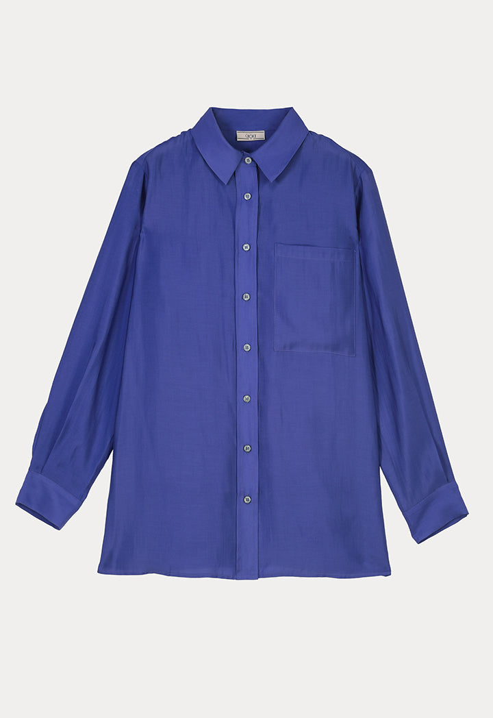 Choice Solid Front Pocket Shirt Purple