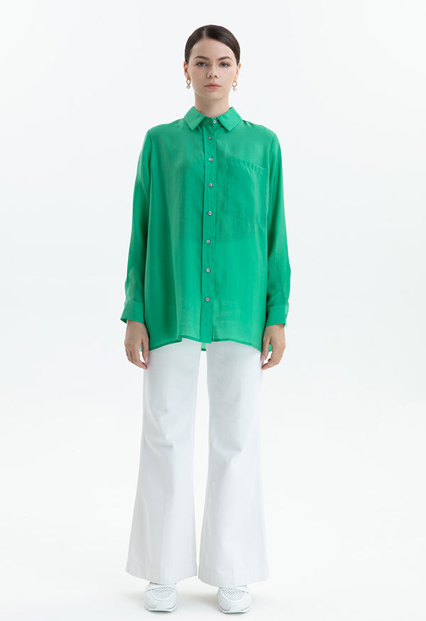 Choice Solid Front Pocket Shirt Green